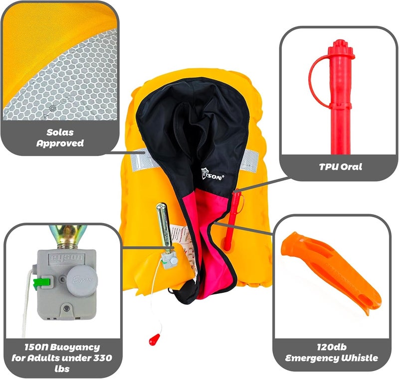 NAUTISHIELD Manual Inflatable Life Jacket,Preserver PFD for Adults,Life Vest for Adults,Supports Weight up to 330 pounds - Image 2
